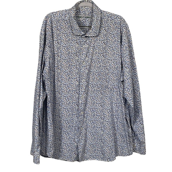 Alan Flusser Men’s Blue Multi Floral Button Down Long Sleeve Shirt Sz XXL - Picture 1 of 11